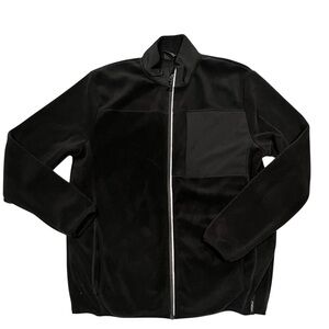 Adult Medium Black Motion Zip Up Fleece Coat Jacket Lightweight Casual